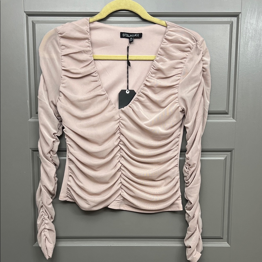 Stella Luce Blush Ruched Blouse